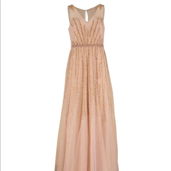 Marchesa Sleeveless Beaded V-Neck Gown - Picture 4 of 8